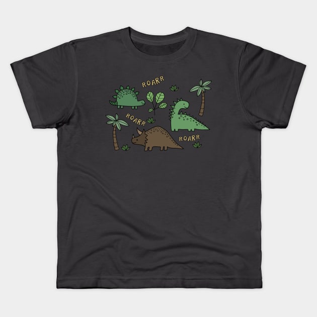 Dinosaur drawing Kids T-Shirt by valentinahramov